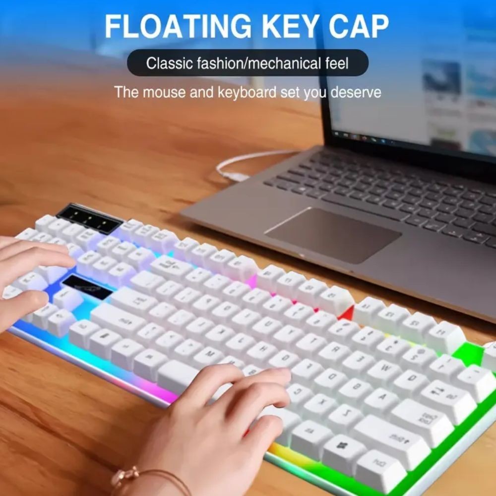 Gaming Keyboard Mouse Set Rainbow LED Wired USB For PC Laptop PS4 One 360UK