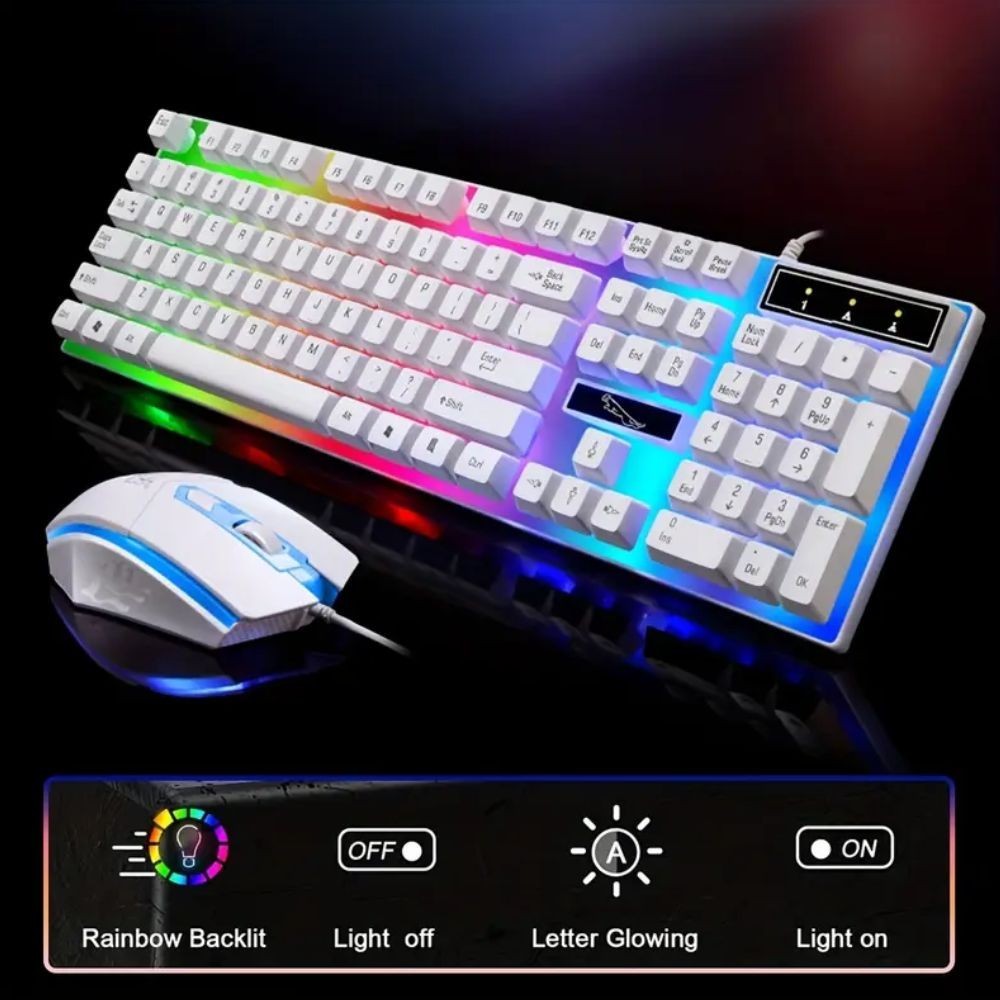 Gaming Keyboard Mouse Set Rainbow LED Wired USB For PC Laptop PS4  One 360UK