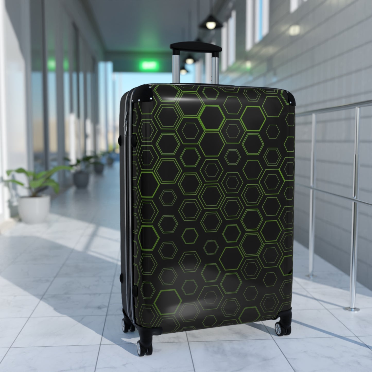 Stylish Travel Suitcase with Hexagonal Design, Lightweight Luggage for Adventurers, Perfect for Vacations, Business Trips, and Getaways