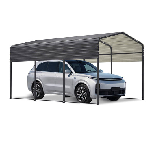 10x15 Ft  Metal Carport Carports With Enhanced Base Heavy Duty Garage Outdoor Galvanized Car Shelter For Car, Boats And Truck