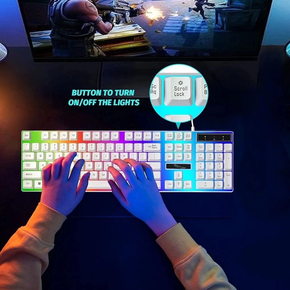 Gaming Keyboard Mouse Set Rainbow LED Wired USB For PC Laptop PS4  One 360UK
