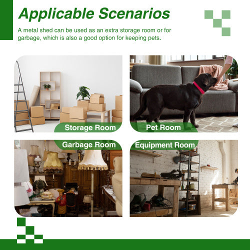 10X8 FT Outdoor Storage Shed, All Weather Metal Sheds With Lockable Doors, Tool Shed For Garden, Patio, Backyard, Lawn, Grey