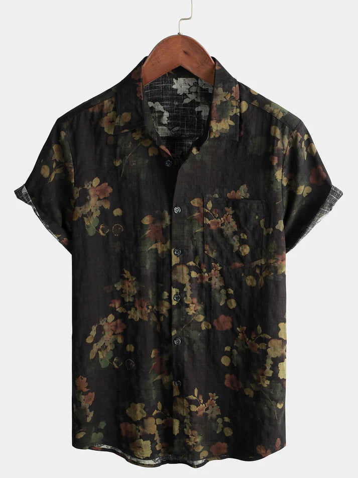 Short Sleeve Lapel Men's Clothing Print Shirt