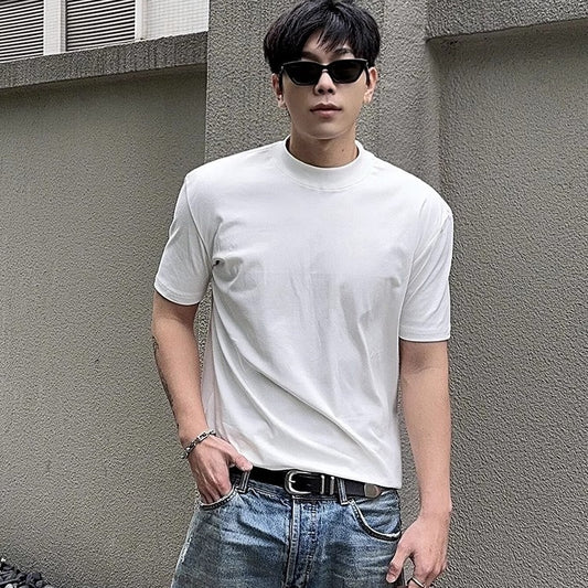 Summer Shoulder Half Turtleneck Cuff Short Sleeve