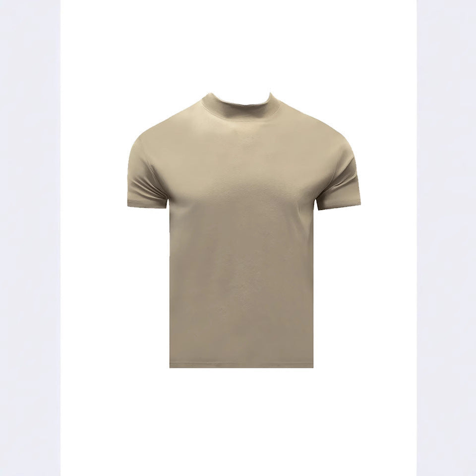 Summer Shoulder Half Turtleneck Cuff Short Sleeve